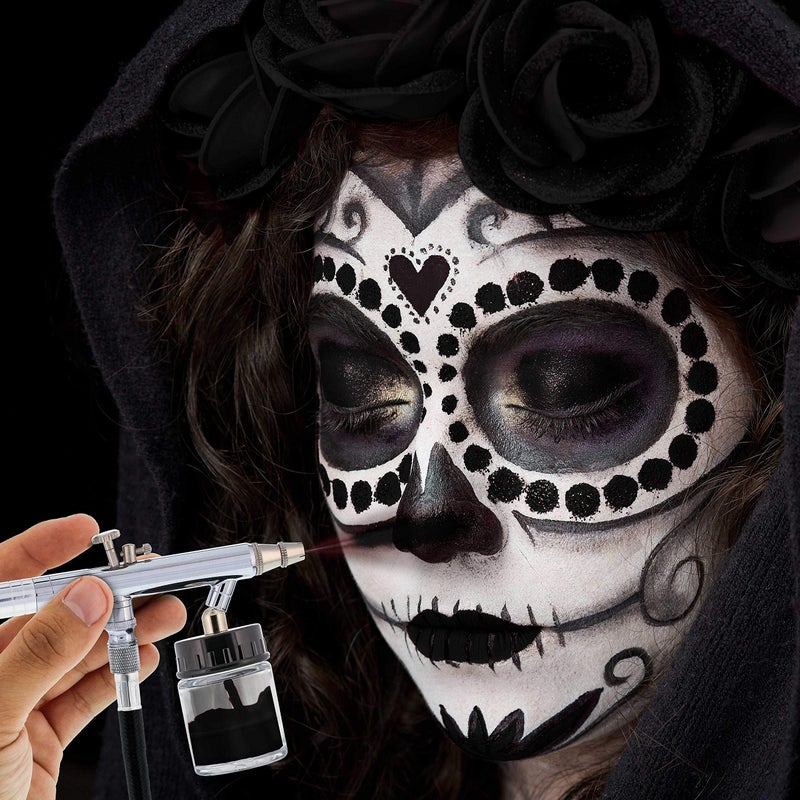 Custom Body Art طلاء هوائي مائي أسود 8 أونصات للفن الجسدي المخصص - طلاء هوائي للوجه والجسم للهالوين، كوسبلاي، مكياج مسرحي والوشم المؤقت - Image 4